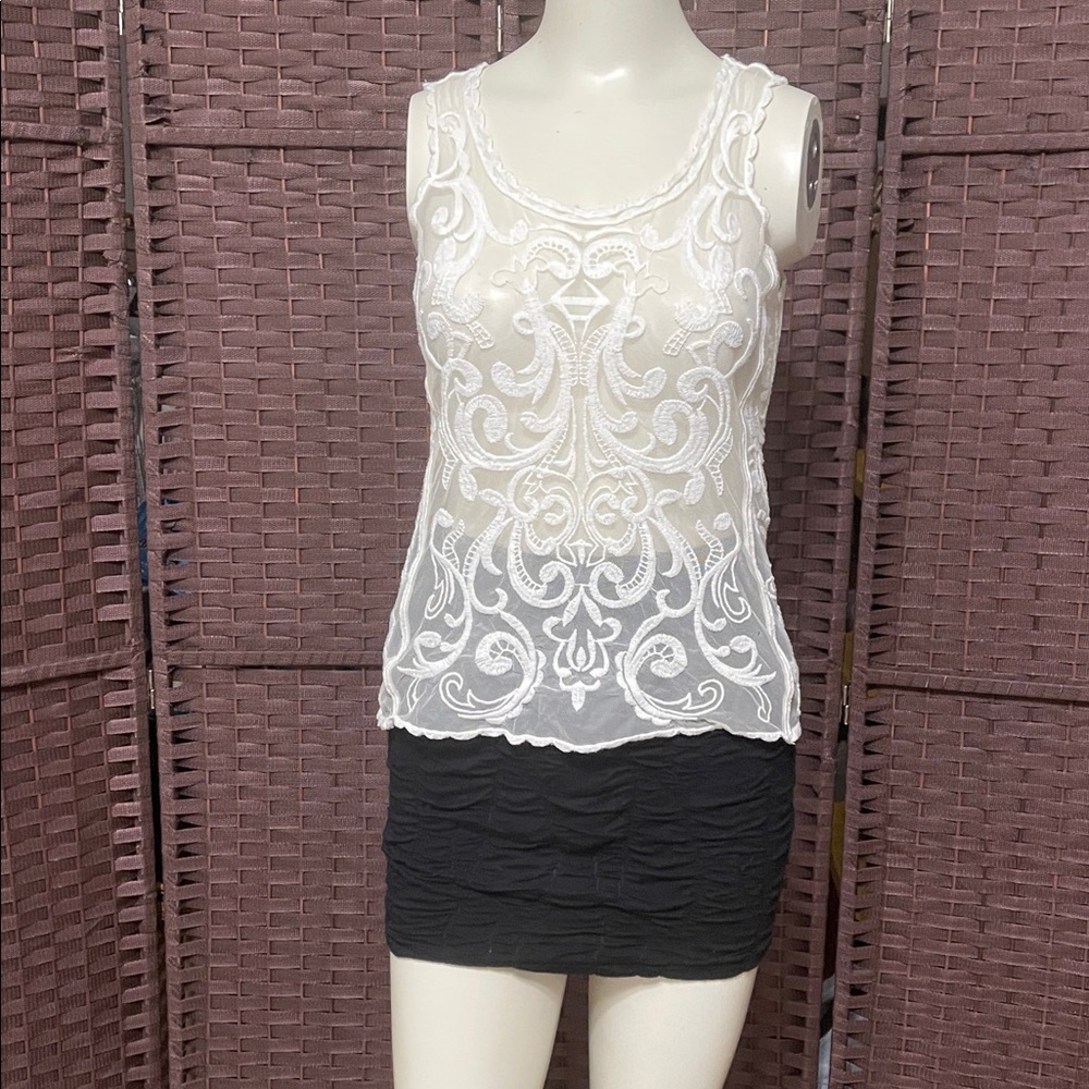 Express white See Through lace blouse size xs.